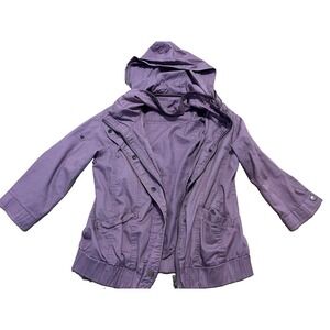 Forever 21 Lavender Utility Jacket Hooded Asymmetric Zip Y2K Cotton Mauve Small